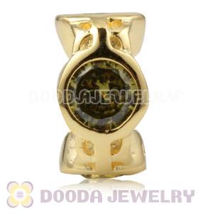 Gold Plated Sterling Silver Spacer Beads With Olive Stones