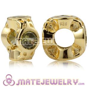 Gold Plated Sterling Silver Spacer Beads With Olive Stones