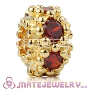 Gold Plated Sterling Silver Charm Beads With Orange Stone