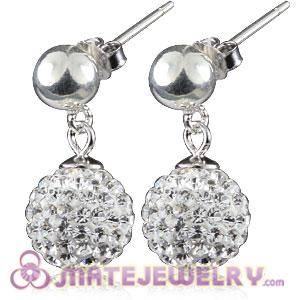 10mm Czech Crystal Ball Sterling Silver Dangle Earrings
