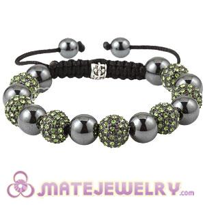 Fashion Sambarla Green Crystal Disco Ball Bead Bracelet With Hematite 