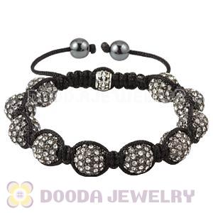 White Crystal Disco Ball Bead Bracelet With Hematite Wholesale 