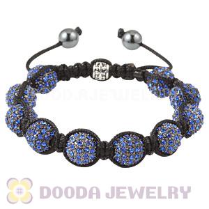 Blue Crystal Disco Ball Bead Bracelet With Hematite Wholesale 