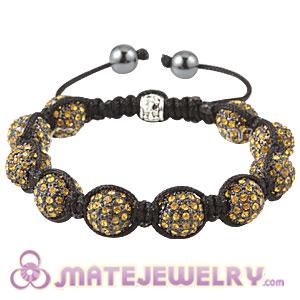 Fashion Sambarla Yellow Crystal Disco Ball Bead Bracelet With Hematite 