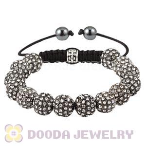 White Crystal Disco Ball Bead Bracelet With Hematite Wholesale 