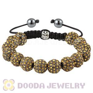 Yellow Crystal Disco Ball Bead Bracelet With Hematite Wholesale 