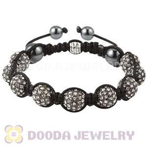 White Crystal Disco Ball Bead Bracelet With Hematite Wholesale 