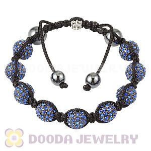 Blue Crystal Disco Ball Bead Bracelet With Hematite Wholesale 