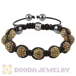 Yellow Crystal Disco Ball Bead Bracelet With Hematite Wholesale 