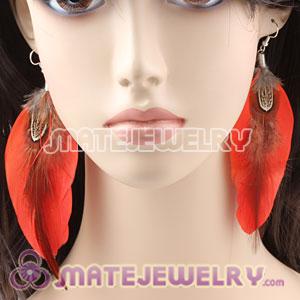 Cheap Pink Tibetan Jaderic Bohemia Long Feather Earrings 