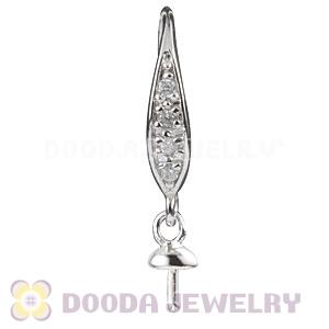 Sterling Silver Inlay CZ Stone Earring Component Findings Wholesale