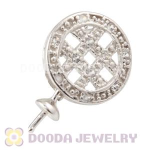 Sterling Silver Inlay CZ Stone Earring Component Findings Wholesale