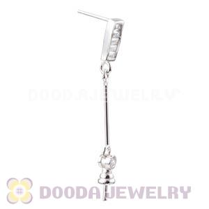 Sterling Silver Inlay CZ Stone Earring Component Findings Wholesale