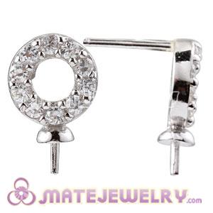 925 Sterling Silver Inlay CZ Stone Earring Component Findings