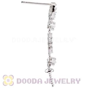 Sterling Silver Inlay CZ Stone Earring Component Findings Wholesale