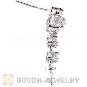 Sterling Silver Inlay CZ Stone Earring Component Findings Wholesale
