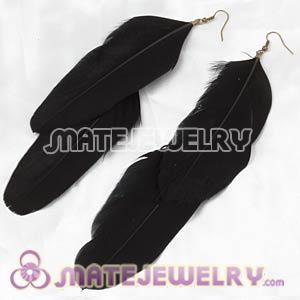 Black Tibetan Jaderic Bohemia Feather Earrings Cheap 