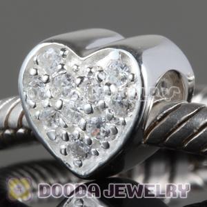 S925 Sterling Silver European Style Love Beads with Stone