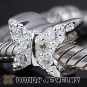 925 Solid Silver Charm Jewelry butterfly Beads with Stone