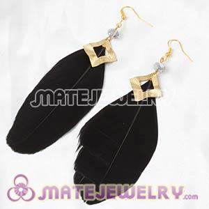 Cheap Black Long Crystal Feather Earrings Forever 21 