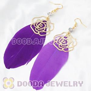 Purple Long Crystal Feather Earrings Forever 21 Wholesale