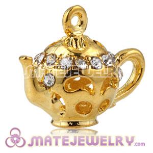 Fashion Gold Plated Alloy Teapot Pendants With Stones 