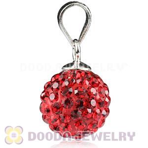 Sterling Silver 10mm Red Czech Crystal Pendants Wholesale