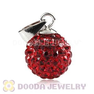 Sterling Silver 10mm Red Czech Crystal Pendants Wholesale