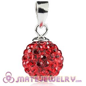 Fashion Sterling Silver 10mm Red Czech Crystal Pendants 