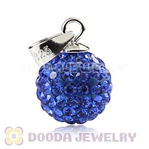 Sterling Silver 10mm Blue Czech Crystal Pendants Wholesale