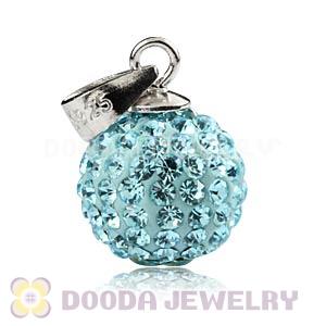Sterling Silver 10mm Cyan Czech Crystal Pendants Wholesale