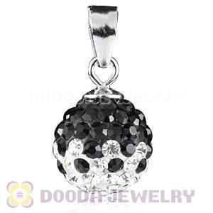 Sterling Silver 10mm Black-White  Czech Crystal Pendants Wholesale