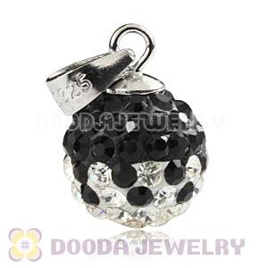 Sterling Silver 10mm Black-White  Czech Crystal Pendants Wholesale