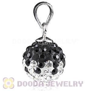 Sterling Silver 10mm Black-White  Czech Crystal Pendants Wholesale