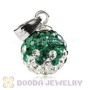 Sterling Silver 10mm Green-White  Czech Crystal Pendants Wholesale