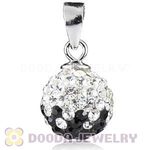 Sterling Silver 10mm Black-White  Czech Crystal Pendants Wholesale