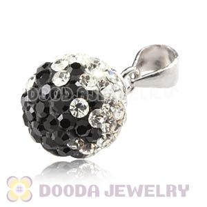 Sterling Silver 10mm Black-White  Czech Crystal Pendants Wholesale