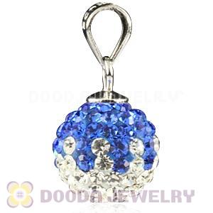 Sterling Silver 10mm Blue-White  Czech Crystal Pendants Wholesale
