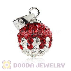 Sterling Silver 10mm Red-White  Czech Crystal Pendants Wholesale