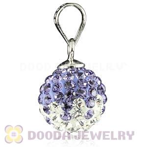 Sterling Silver 10mm Purple-White  Czech Crystal Pendants Wholesale