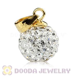 Gold Plated Silver 10mm White Czech Crystal Pendants Wholesale