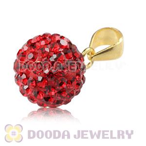 Gold Plated Silver 10mm Red Czech Crystal Pendants Wholesale