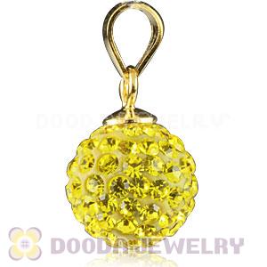 Gold Plated Silver 10mm Yellow Czech Crystal Pendants Wholesale