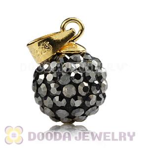 Gold Plated Silver 10mm Grey Czech Crystal Pendants Wholesale