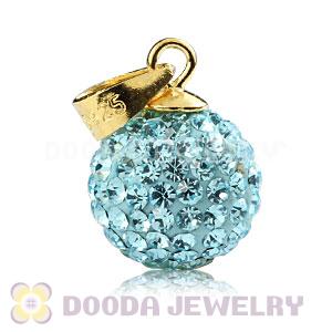 Gold Plated Silver 10mm Cyan Czech Crystal Pendants Wholesale