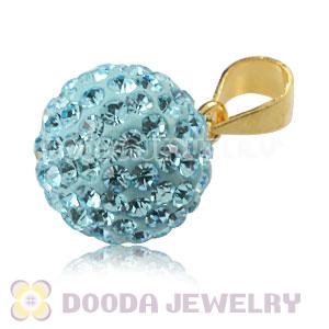Gold Plated Silver 10mm Cyan Czech Crystal Pendants Wholesale