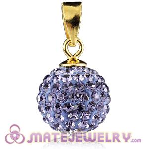 Fashion Gold Plated Silver 10mm Purple Czech Crystal Pendants 