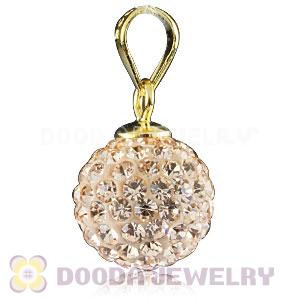 Gold Plated Silver 10mm Pink Czech Crystal Pendants Wholesale