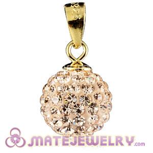 Fashion Gold Plated Silver 10mm Pink Czech Crystal Pendants 