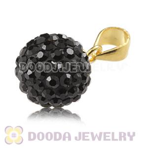 Gold Plated Silver 10mm Black Czech Crystal Pendants Wholesale